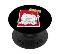 Kawaii Maneki-Neko Anime Cat Japanese Good Luck Feng Shui PopSockets PopGrip Adhésif