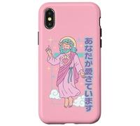 Kawaii Manga chrétien Jesus You are Loved Anime Rose Pastel Coque pour iPhone X/XS