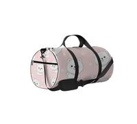 Kawaii Mignon Animal Blanc Motif Chien Sac de Sport fourre-Tout étanche avec bandoulière Fermeture éclair 2 Poches latérales pour Homme et Femme, Rangement de Voyage, Rose, 17,6 x 9 x 9 Pouces