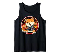 Kawaii Mignon Shiba-Inu Heavymetal Rock Musique Mano-Cornuta Débardeur