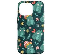 Kawaii Mushroom Frog with Toadstool Cute Floral Fall Pattern Coque pour iPhone 16 Pro