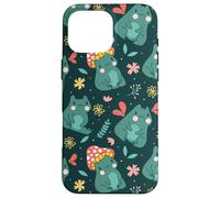 Kawaii Mushroom Frog with Toadstool Cute Floral Fall Pattern Coque pour iPhone 16 Pro Max