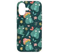 Kawaii Mushroom Frog with Toadstool Cute Floral Fall Pattern Coque pour iPhone 17