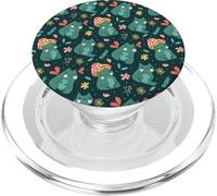 Kawaii Mushroom Frog with Toadstool Cute Floral Fall Pattern PopSockets PopGrip pour MagSafe