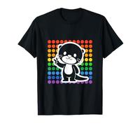 Kawaii Otter Panneau de Paix Motif Pois Arc-en-Ciel T-Shirt