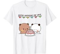 Kawaii Panda Bear Hug Bubu and Dudu Happy Birthday My Love Valentines Days T-shirt unisexe, blanc, L