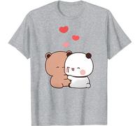 Kawaii Panda Bear Hug Bubu and Dudu Hug T-shirt unisexe pour la Saint-Valentin, gris, M