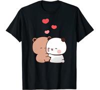 Kawaii Panda Bear Hug Bubu and Dudu Hug T-shirt unisexe pour la Saint-Valentin, Noir , XXL