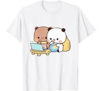 Kawaii Panda Bear Hug Bubu and Dudu Love is Being Cinema Pogether Valentines Days Funny Gift Unisex T-Shirt (Blanc,L)
