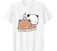 Kawaii Panda Bear Hug Bubu and Dudu Love is Being Lazy Pogether T-shirt unisexe cadeau amusant pour la Saint-Valentin, blanc, XS
