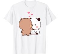 Kawaii Panda Bear Hug Bubu and Dudu Love is Being Make Out Pogether Valentines Days Funny Gift Unisex T-Shirt (Blanc,M)