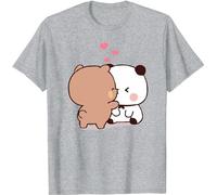 Kawaii Panda Bear Hug Bubu and Dudu Love is Being Make Out Pogether Valentines Days Funny Gift Unisex T-Shirt (Gris,M)