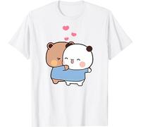Kawaii Panda Bear Hug Bubu Dudu Love Play Together T-shirt unisexe pour la Saint-Valentin, blanc, S