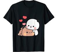 Kawaii Panda Bear Hug Bubu Dudu T-shirt unisexe pour la Saint-Valentin, Noir , S