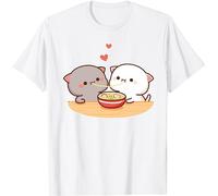 Kawaii Panda Bear Hug Bubu Dudu Valentine Eating Ramen Valentines Days Cadeau Drôle T-shirt Unisexe, Blanc., S