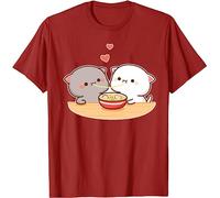 Kawaii Panda Bear Hug Bubu Dudu Valentine Eating Ramen Valentines Days Cadeau Drôle T-shirt Unisexe, rouge, S