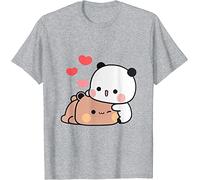 Kawaii Panda Ours câlin Hug Bubu Dudu Saint-Valentin Cadeau drôle T-shirt unisexe, gris, M