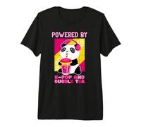Kawaii Panda propulsé par K-Pop et Bubble Tea Boba Cute Anime T-Shirt Haut de Gamme