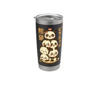Kawaii Panda Pyramide Anime Lettres Japonaises Mignon Gobelet isotherme en acier inoxydable double paroi