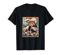 Kawaii Panda Rouge Verser Sushi Ukiyo-e Art Japonais T-Shirt