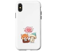 Kawaii Panda Roux Gamer Champignon Mignon Coque pour iPhone X/XS