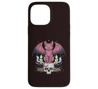 Kawaii Pastel Goth Creepy Cute Cat Ailes de Chauve-Souris Tête de Mort effrayante Coque pour iPhone 13 Pro Max