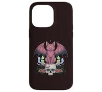 Kawaii Pastel Goth Creepy Cute Cat Ailes de Chauve-Souris Tête de Mort effrayante Coque pour iPhone 14 Pro Max