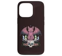 Kawaii Pastel Goth Creepy Cute Cat Ailes de Chauve-Souris Tête de Mort effrayante Coque pour iPhone 13 Pro