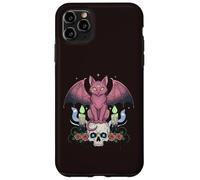 Kawaii Pastel Goth Creepy Cute Cat Ailes de Chauve-Souris Tête de Mort effrayante Coque pour iPhone 11 Pro Max