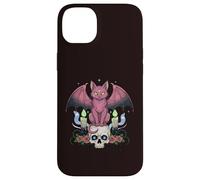Kawaii Pastel Goth Creepy Cute Cat Ailes de Chauve-Souris Tête de Mort effrayante Coque pour iPhone 14 Plus