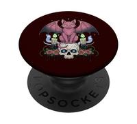 Kawaii Pastel Goth Creepy Cute Cat Ailes de Chauve-Souris Tête de Mort effrayante PopSockets PopGrip Adhésif