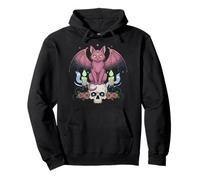 Kawaii Pastel Goth Creepy Cute Cat Ailes de Chauve-Souris Tête de Mort effrayante Sweat à Capuche