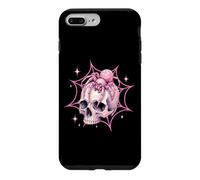 Kawaii Pastel Goth Skull Pink Spider Web Menhera Esthétique Coque pour iPhone 7 Plus/8 Plus