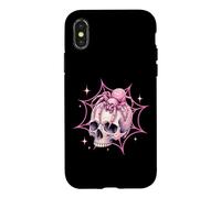 Kawaii Pastel Goth Skull Pink Spider Web Menhera Esthétique Coque pour iPhone X/XS