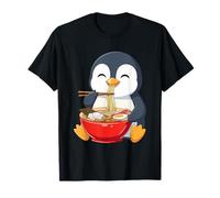 Kawaii Penguin Eating Ramen Cute Chibi Anime T-Shirt