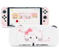 Kawaii Plush Protective Case for Switch OLED Case,Anti-Scratch Hard Shell Compatible with Switch OLED Controllers and Joy Con Controllers-Mikko Sweet Thoughts