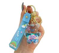 Kawaii Porte-clés ours liquide flottant liquide créatif intéressant ours porte-bonheur, porte-clés, bleu, taille unique