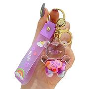 Kawaii Porte-clés ours liquide flottant liquide créatif intéressant ours porte-bonheur, porte-clés, violet, taille unique