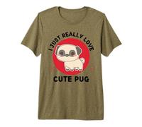 Kawaii Pug I Just Really Love Cute Carlin Lover T-Shirt Haut de Gamme