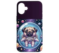 Kawaii Pug in Space: Cute Astronaut Pug Coque pour iPhone 16 Plus