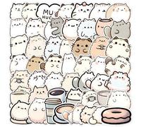 Kawaii Pusheen Lot de 50 autocollants pour bouteille d'eau pour ordinateur tasses guitares téléphones, vinyle eau Dicht