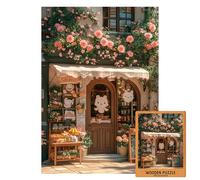 Kawaii Puzzle en bois de café | Cute Bear Bakery Jigsaw | Floral Cozy Shop Scene Puzzle | Japanese Aesthetic Gift for Kids, Teens or Her (XXL-1000PIECES)