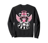 Kawaii Raccoon Valentine's Day Angel with Heart Sunglasses Sweatshirt