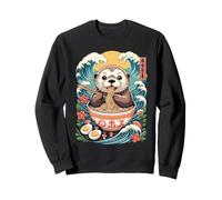 Kawaii Ramen Loutre dans Un Bol avec Vagues de l'océan Sweatshirt