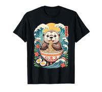 Kawaii Ramen Loutre dans Un Bol avec Vagues de l'océan T-Shirt
