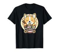 Kawaii Ramen Mignon Anime Chien Corgi Nouilles Japonaises DRK T-Shirt