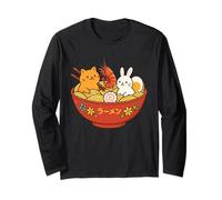 Kawaii Ramen Wave Lapins & Crevettes Nouilles Japonaises Art Manche Longue