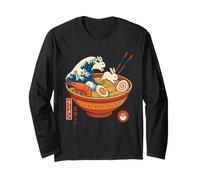 Kawaii Ramen Wave Lapins & Crevettes Nouilles Japonaises Art Manche Longue