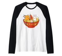 Kawaii Ramen Wave Lapins & Crevettes Nouilles Japonaises Art Manche Raglan