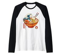 Kawaii Ramen Wave Lapins & Crevettes Nouilles Japonaises Art Manche Raglan